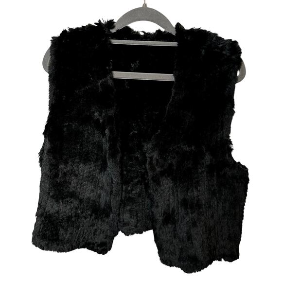 Vintage Black Fur Vest - Size Medium - Picture 1 of 2